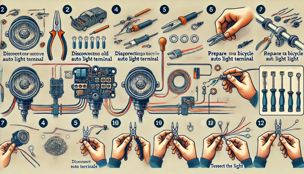 自転車のオートライト端子の外し方と配線・交換の手順