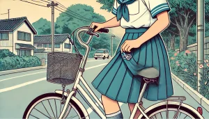 【自転車】高校生のスカートめくれを防止する方法