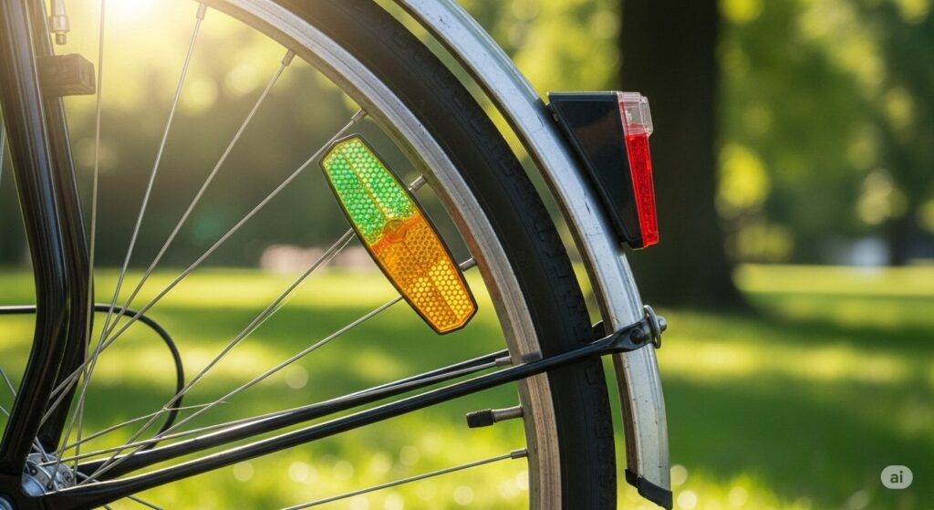 自転車のタイヤの反射板が取れたままは法的にまずい?