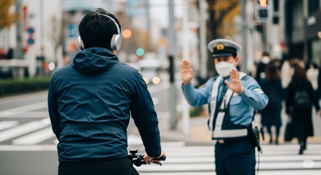 自転車を押しながらイヤホンで音楽を聴くのは違反？