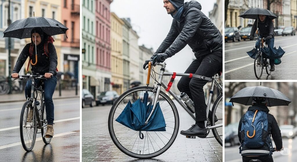 自転車で傘をスマートに持ち運ぶ!ホルダーなしの快適アイデア